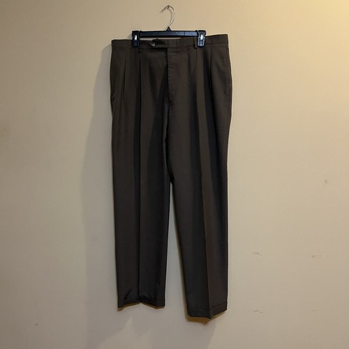 Gordon Thomas graue plissierte Herrenhose Gürtelschlaufe Business Anzughose Größe 38