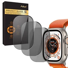 Apple Watch Ultra 2/Ultra Privacy Screen Protector 49mm – 3-Pack Tempered Glass