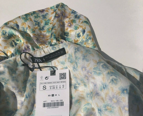 Zara Neu mit Etikett Damen Rüschenärmel Blumenmuster Schulterfrei Top Größe S - Bild 3 von 6