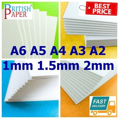 A6 A5 A4 A3 A2 WHITE BACKING BOARD CRAFT CARD THICK PAPER GREYBOARD CARDBOARD MM