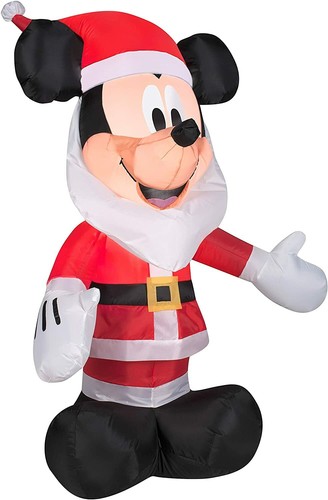 Gemmy gonflables 3,5' Mickey Mouse avec barbe du Père Noël décoration de vacances Disney - Photo 1/3