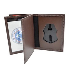 Perfect Fit Badge Case CBP Customs Border Patrol Police 2 ID Leather Mens Brown