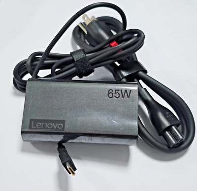Genuine OEM New Slim Round 65W USB C Type C Adapter Charger Lenovo ADLX65YSCC3A