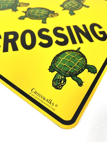 Crosswalks Turtle Crossing Sign - 12" x 12" Metal Yellow Square - Home Or Garden - Picture 3 of 4