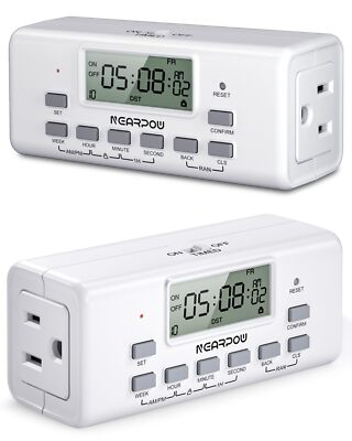 [2 Pack] Digital Timer For Lamp With Dual Outlets, Programmable Timer In Door...