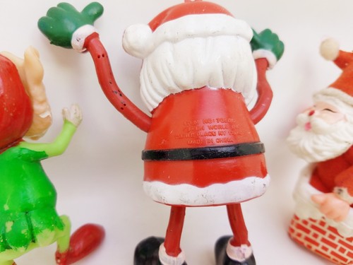 Plastic Christmas Figures Lot Vintage Santa Elf Decorations Ornaments - Picture 7 of 12