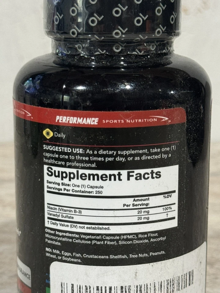 Olympian Labs Sulfato de Vanadilo (20 mg) con Niacina 250 cápsulas Exp 2/26 Foto 2 de 3