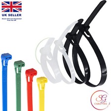Releasable /Reusable Cable Ties 7.6mm Black Natural Coloured Nylon Zip Tie Wraps