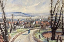 Landscape France Gouache Signed Towards 1940