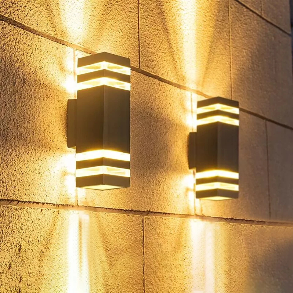 2x Modern Exterior LED Wall Light Sconce Outdoor Lights Porch Up Down Fixtures - Image 3 of 4