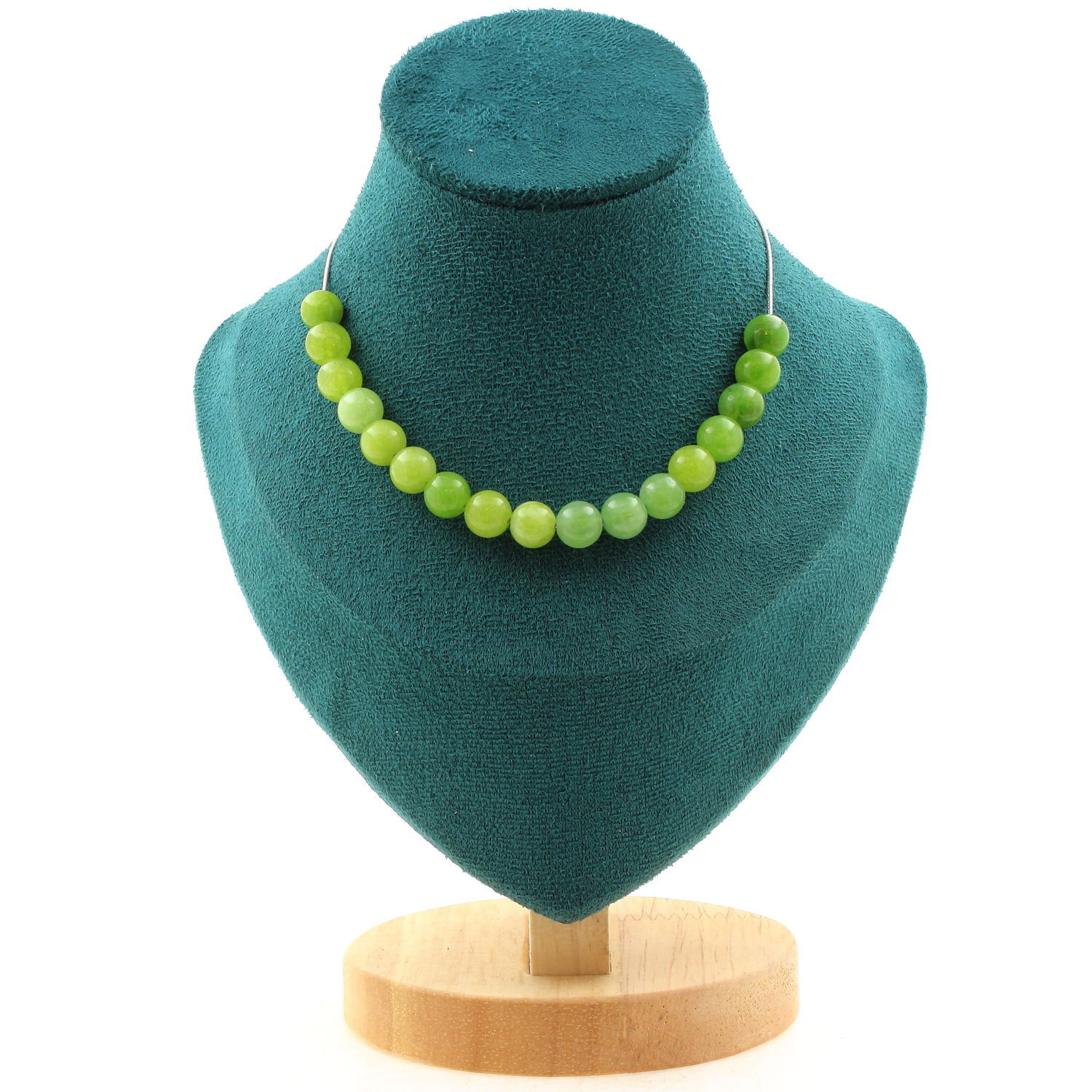 Collier en Péridot véritable et chaîne acier inoxydable haut de gamme