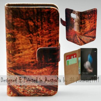 For Huawei Series - Autumn Railway Theme Print Wallet Mobile Phone Case Cover