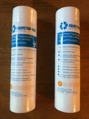 Aquastar-H2O Grooved Melt-blown Sediment Filter Cartridge 2.5x10'' (SET OF 2) NWT