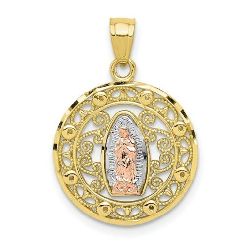 NEW REAL 10k Two-tone Our Lady of Guadalupe Pendant