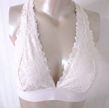 Victoria Secret PINK Bralette Bra L Coconut White Halter Strappy Back Lace NWT