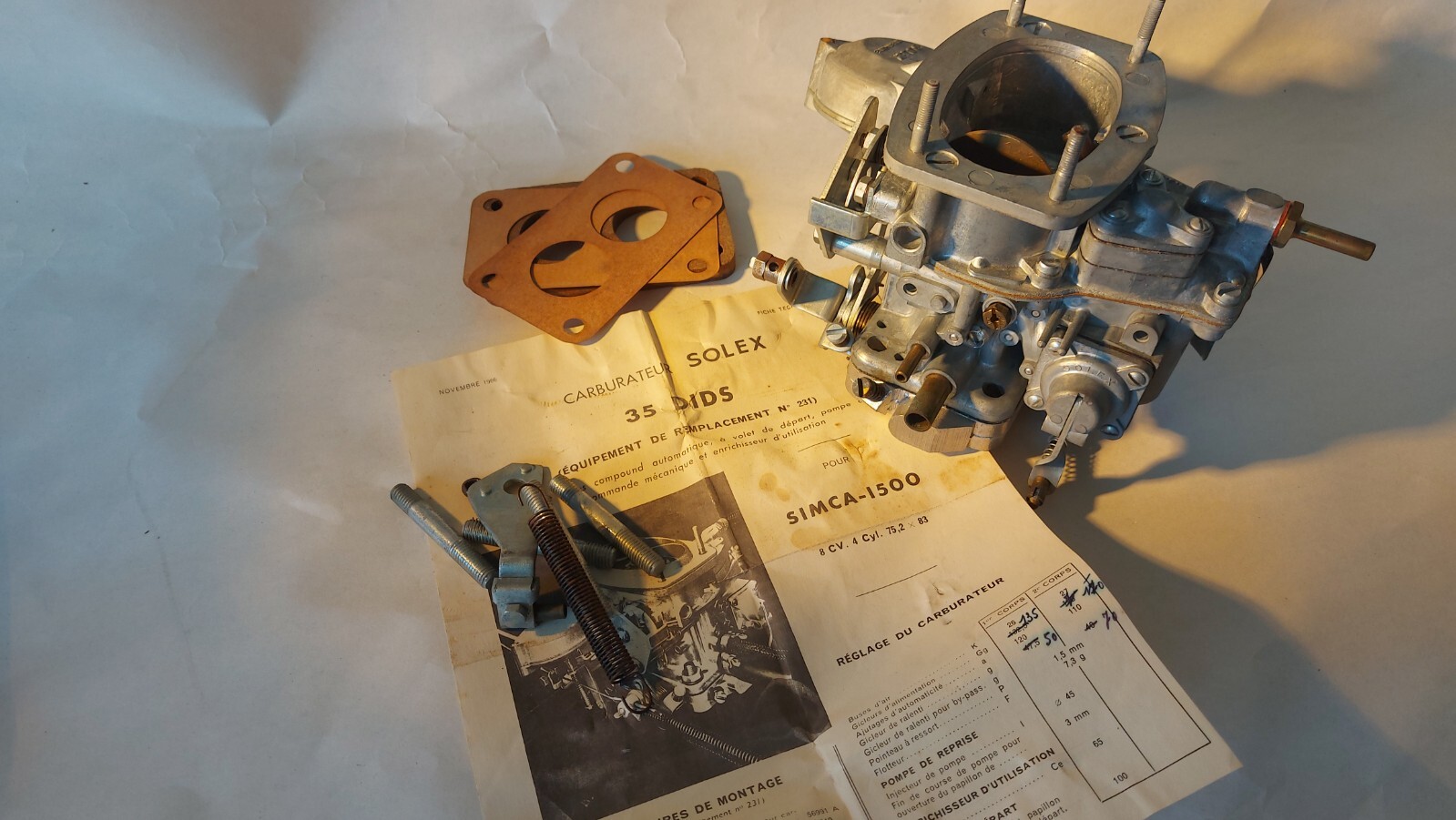 Carburateur Solex 35 DIDS Simca 1500 double corps vintage moteur