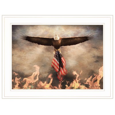 TrendyDecor4U Contemporary ''Blaze of Glory'' Framed Print Red, White And Blue Med