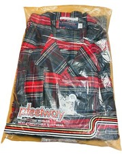 PLEETWAY VTG Pajama Set Men's Large LongSleeve FLANNEL PJ Red Black Plaid New