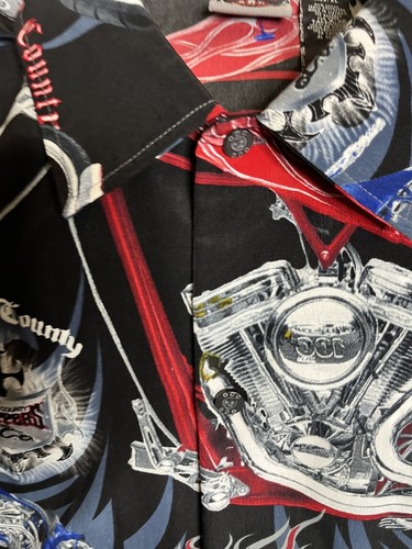 Orange County Choppers Mens Harley Davidson Hawaiian Shirt XL X-Large RARE - Picture 2 of 4