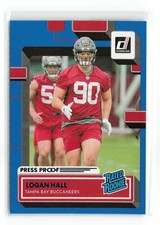 LOGAN HALL #364 2022 PANINI DONRUSS BUCCANEERS BLUE PRESS PROFF READ