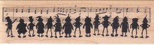 Musical Greenies 1 3/4 x 5 3/4" Rubber Stamp, Greenie Stamp, Elves Stamp