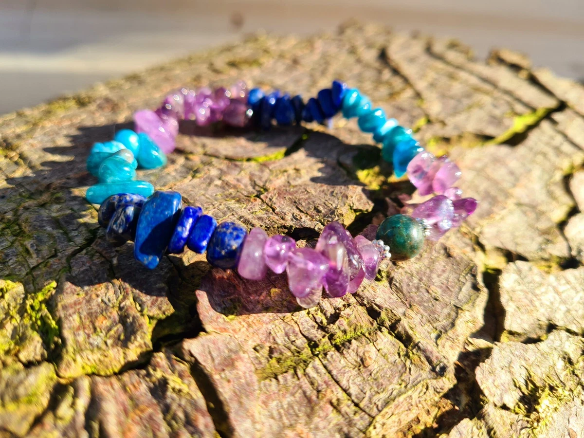 Third Eye Chakra Bracelet - AJNA - Sodalite & Amethyst - Golden