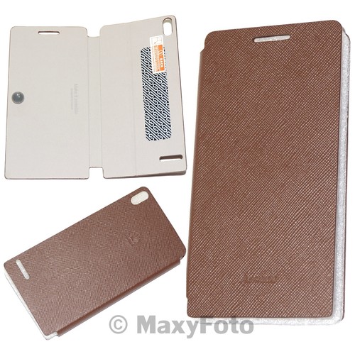 HUAWEI CUSTODIA ORIGINALE FLIP BOOK COVER CASE PER ASCEND P6 MARRONE BROWN - Imagen 2 de 5