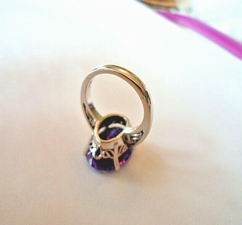 14 k White Gold Ring sz 6 1/2 with 10.25 c.Dark Gem Quality Amethyst - Picture 7 of 10