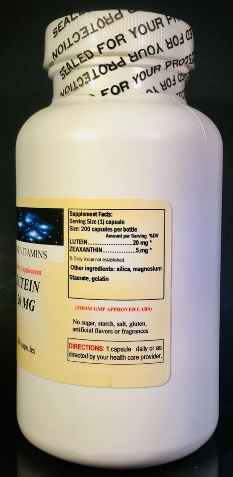 Luteína 20 mg, visão, antioxidante - 200 cápsulas. Feito nos EUA. - Imagem 2 de 2