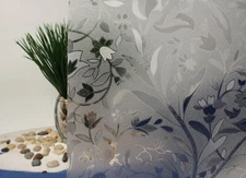 Flowers Cut Glass Static Cling Window Film, 36" Wide x 50 ft