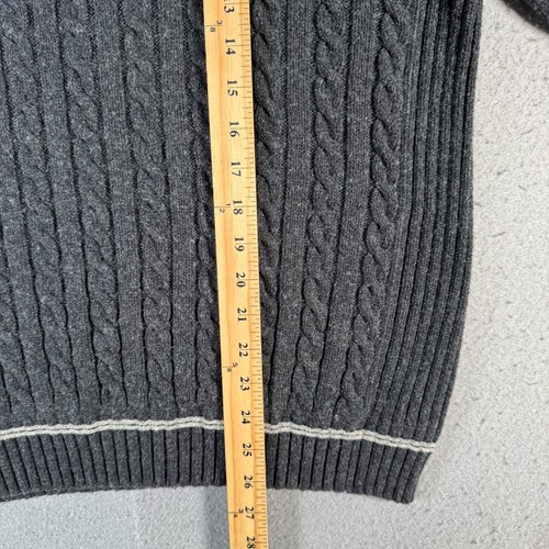 Vintage Gap Cable Knit Sweater Men Large Gray Wool Classic Preppy Grandpa Y2K - Picture 4 of 11