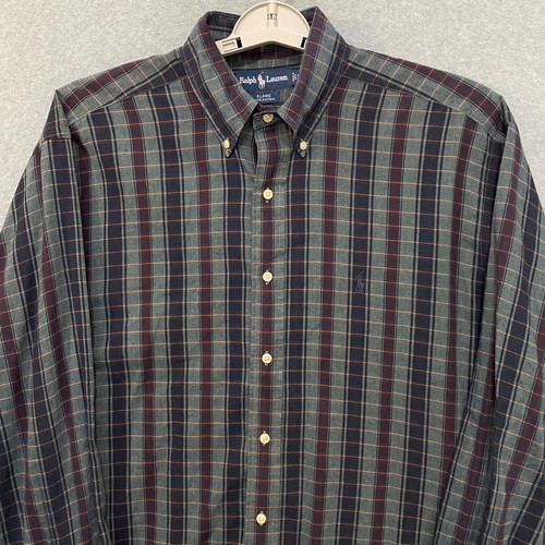 RALPH LAUREN Chemise homme grande taille Blair à carreaux manches longues boutonnée 100% coton - Photo 3/7