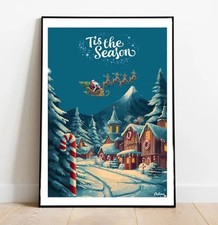 Santa's Sleigh Christmas Eve Poster: Holiday Home Decor