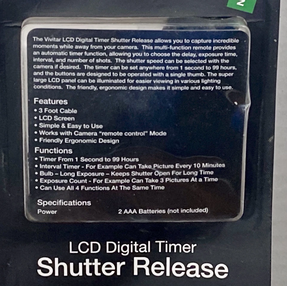 Vivitar LCD Digital Timer Shutter Release #103 0811 fits NIKON D300/D700 NOS - Image 3 of 4