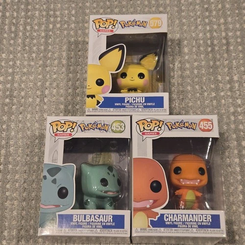 Funko Pop! Pokemon Lot Bundle Of 3 Bulbasaur #453 Charmander #455 Pichu #579