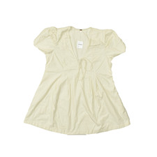 NWT Free People XL Ivory Cotton Rayon Mini Dress Tie Front Puff Sleeve $108