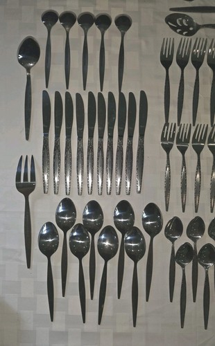 Vtg MCM Flatware Lot LACEBON by Present KOREA Stainless 85 Pieces Svc for 8 Plus - Picture 9 of 14
