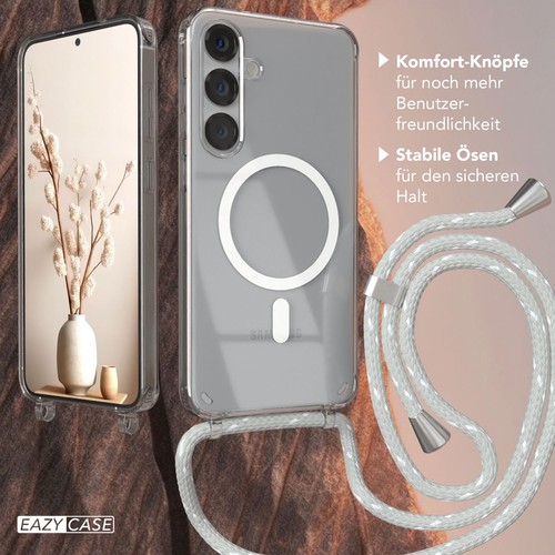 MagSafe Łańcuszek do telefonu komórkowego Samsung Galaxy S25 Plus Etui z paskiem Łańcuszek Szary / Biały - Zdjęcie 3 z 7