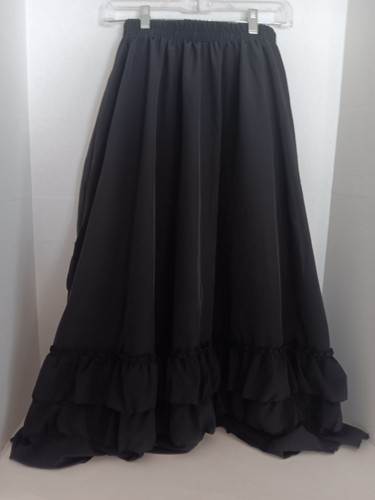NUEVA Falda Acanalada Negra con Volantes Festival Gótico Steampunk Para Mujer Talla Med - Imagen 4 de 4