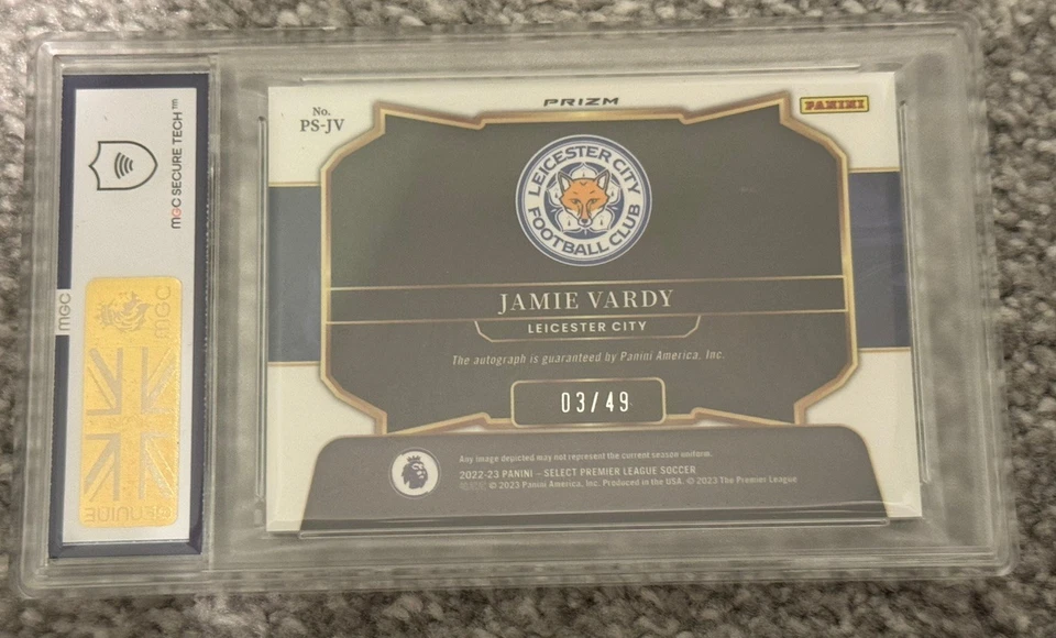 Jamie Vardy /49 Purple Pitchside Signatures Panini Select EPL 2022-23 Leicester - Image 2 of 4