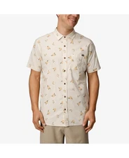 Reef Mens Regular fit Short Sleeve Button-Up Shirt XXL Beige Floral
