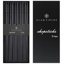 GLAMFIELDS 5 Pairs Premium Chopsticks Reusable Dishwasher Safe 9.5 Inch