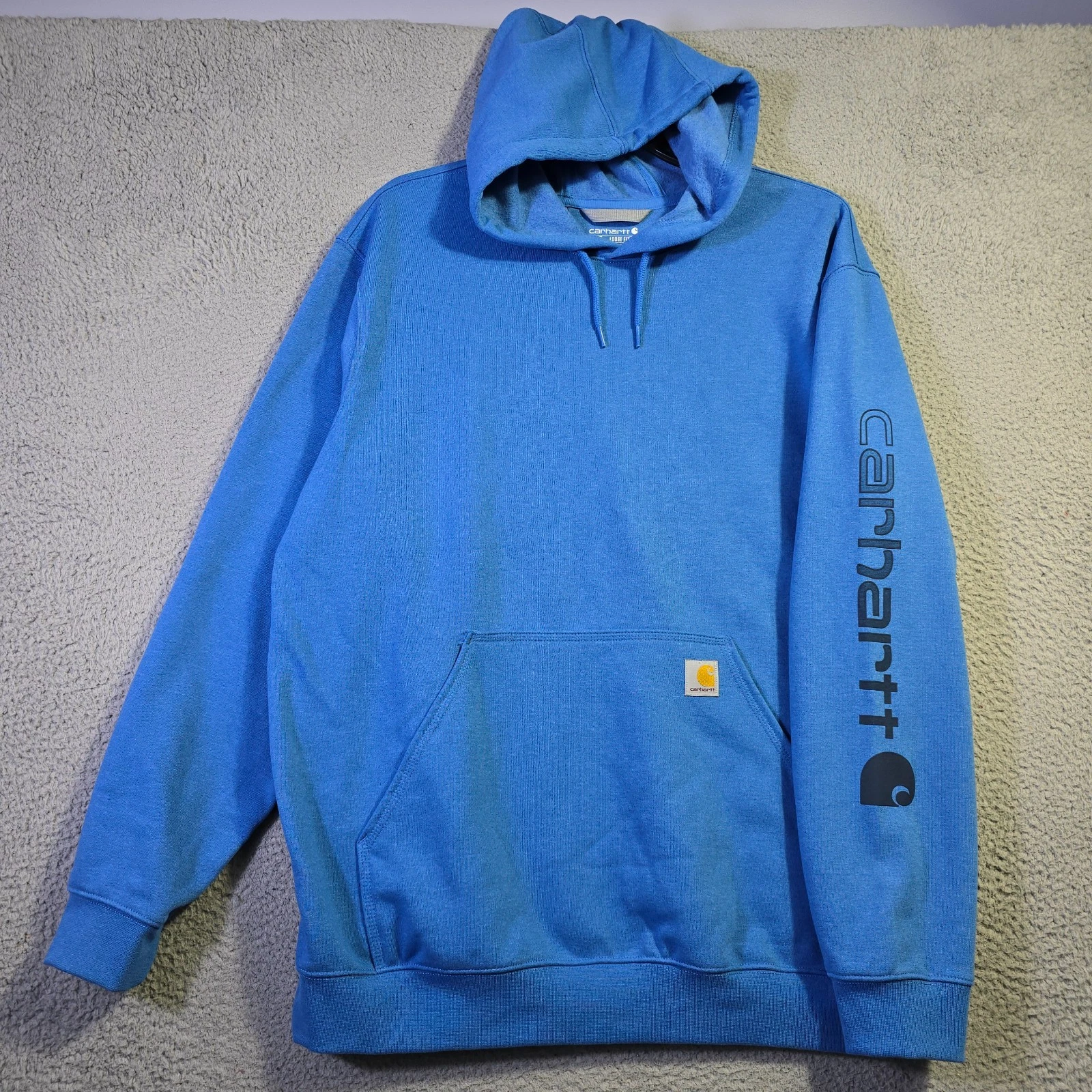 Carhartt Hoodie Mens XL Blue Outdoor Sweatshirt Fleece Loose Fit Graphic NWT