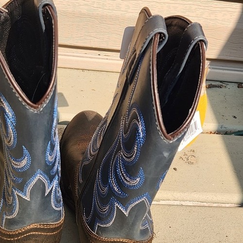 Smoky Mountain Boots Size 6 Blue Brown Cowboy Western Embroidered Kids - Picture 6 of 12