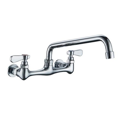 BWE 2-Handle Wall Mount Kitchen Faucet 8'' Swivel Spout Polished Chrome