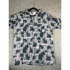 Vintage Islander Hawaiian Shirt Mens XL Rayon Abstract Brushstroke Summer Beachy