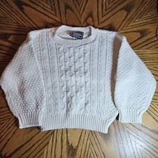 Vintage Kids Overcast Cableknit Knitted Sweat Cream 4t 100 Cotton USA