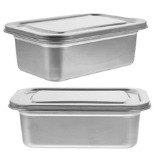 2 Pcs Freezer Container For Ice Cream Containers Stainless Steel