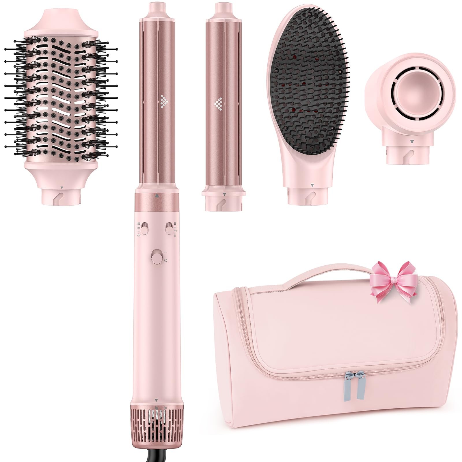 Dual Voltage Hot Air Styler Wrap - 5 in 1 Hair Dryer Brush with Fast Drying B...