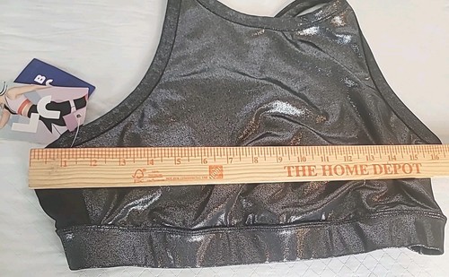 JOY LAB Sports Bra Size XXL Gray Metallic Print Glitter Criss Cross Back NEW - Picture 9 of 11